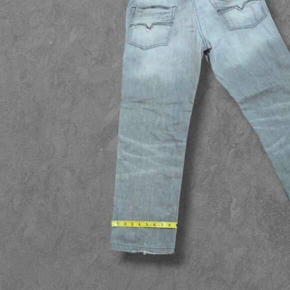 Y2K  Guess Premium Gray Light Wash Marshal Straight Leg Button Fly Jeans 33w - Picture 3 of 8